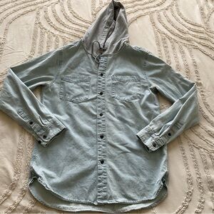 PacSun Denim Shirt with Gray Hood